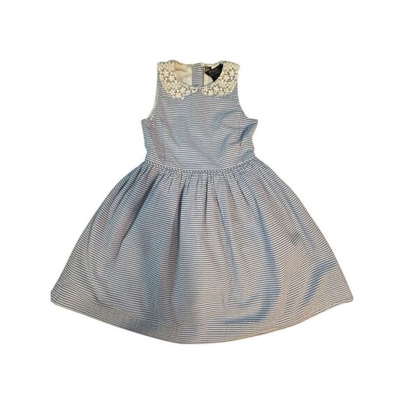 Polo Ralph Lauren Other - Polo Ralph Lauren Girls Blue & White Striped Seersucker Lace Collar Dress Size 5